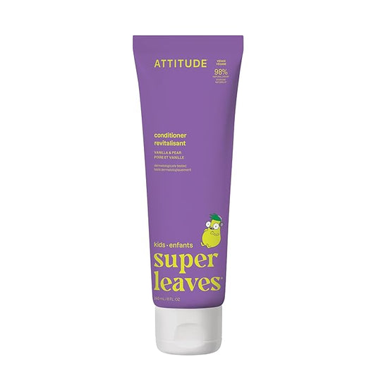 ATTITUDE Natural Conditioner for Kids, Hypoallergenic, Vegan, Plant- and Mineral-Based, Vegan and Cruelty-free, Vanilla and Pear, 8 Fl Oz (11115)