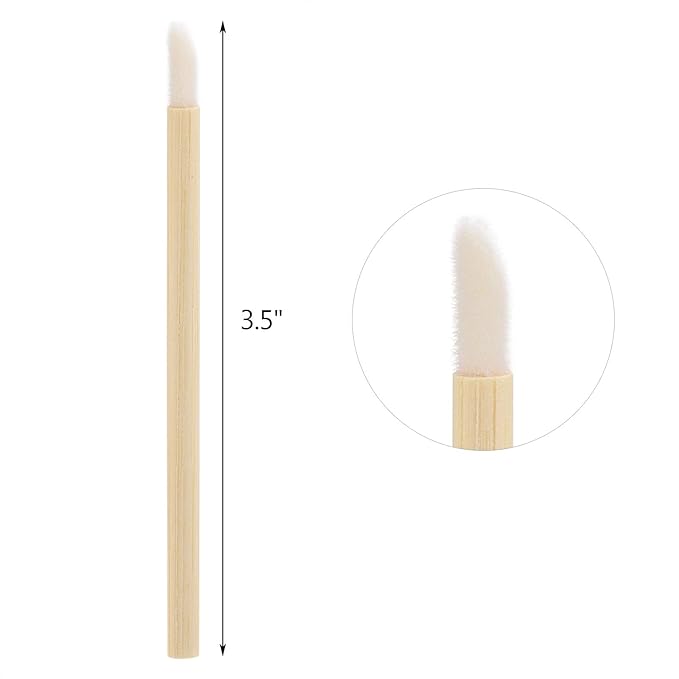100pcs Disposable Bamboo Handle Lip Brushes Lipstick Lip Gloss Wands Applicator Makeup Tool