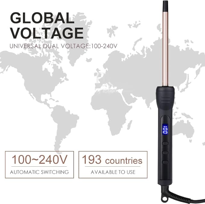 3/8 Inch Curling Iron, 9mm Tiny Curling Wand, Ceramic Small Barrel Curling Iron with Adjustable Temp,Fast Heating, for Long & Short Hair, Include Heat Resistant Glove