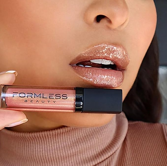Formless Beauty | Majestic Peach Lip Gloss by Jenny McCarthy | Peach Gloss Infused with Gold Glitter | Vegan Hydrating Formula | Non-Sticky Aloe & Jojoba Infused | Paraben&Cruelty Free | Lip Enhancer