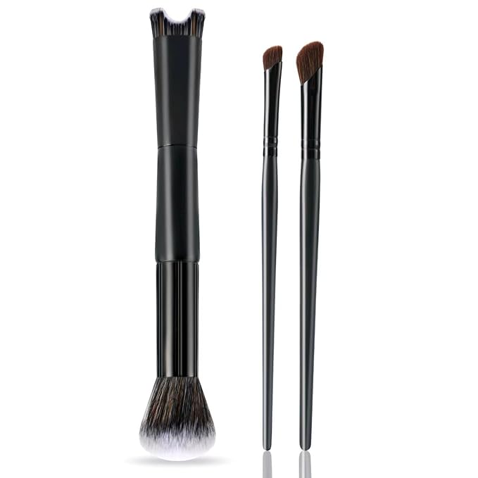 3pcs Nose Contour Brush Set，2-in-1 Nose Contour Brush，Professional Makeup Brush Set for Eye Shadow and Shaping Beauty