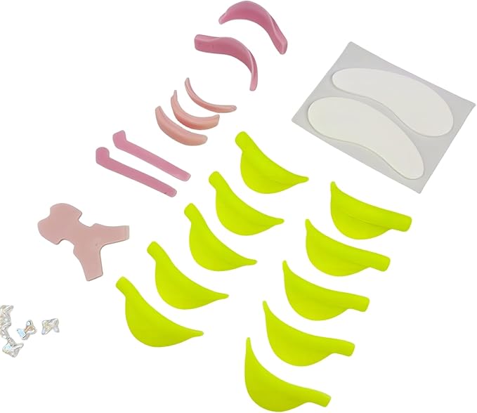 Lash Lift Shields No Glue Soft Silicone Eyelash Perm Rod Flat C Curl Pad Lifts Lashes Beautiful Full Lash Lifting Roller Set with Eye Patches Ribbon Cover Compensator Y Brush Tool Lami Lamination