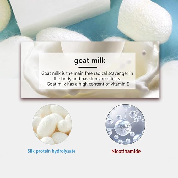 Silk Protein Essence Goat Milk Moisturizing Soap, Natural Handmade Bar for Face and Body, Skin cleansing, exfoliating, Nourishing Skin Care-2.82 oz 6 Count