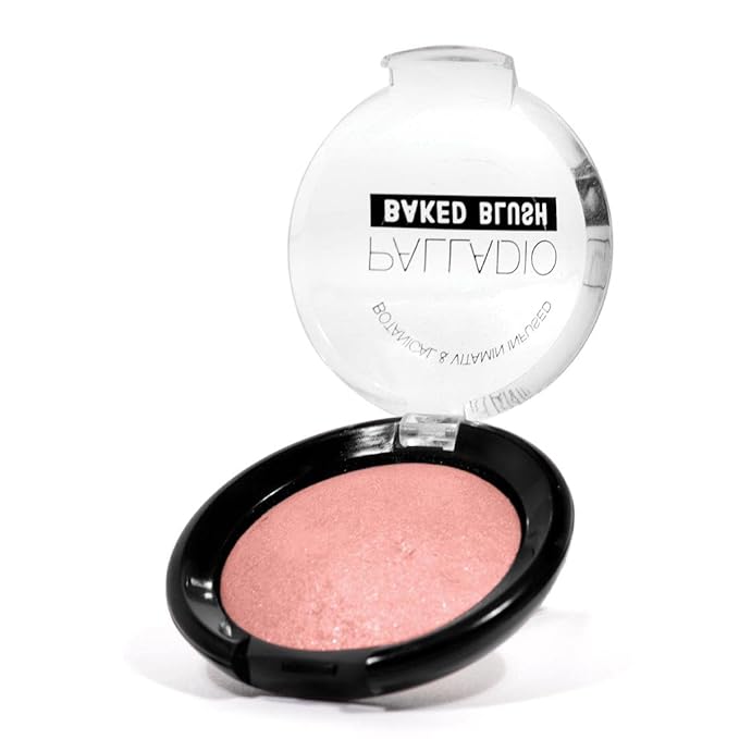 Palladio Baked Blush, Highly Pigmented Shimmery Formula, Easy to Blend and Highly Buildable, Apply Dry for a Natural Glow or Wet for a Dramatic Luminous Look, Long Lasting for All day Wear, Rosey
