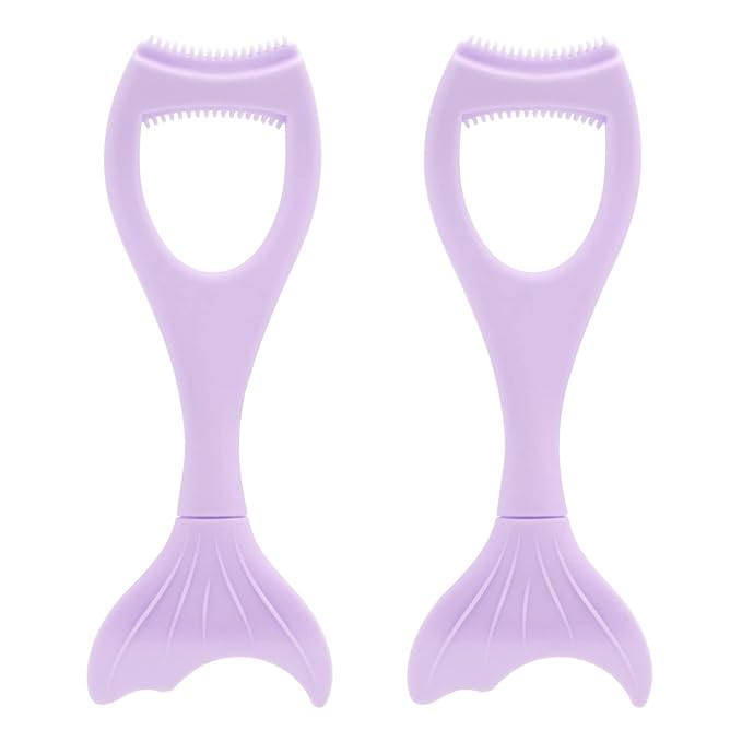 Tbestmax 2 in 1 Mascara Eyeliner Guard, Silicone Mascara Lash Shield Applicator, Eyelash Comb Purple 2 Pcs