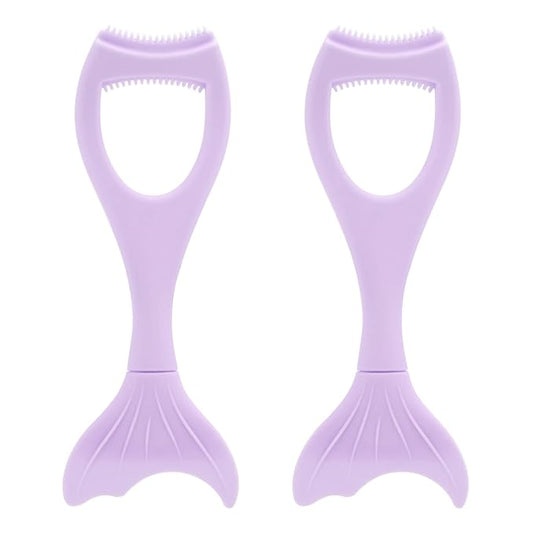 Tbestmax 2 in 1 Mascara Eyeliner Guard, Silicone Mascara Lash Shield Applicator, Eyelash Comb Purple 2 Pcs
