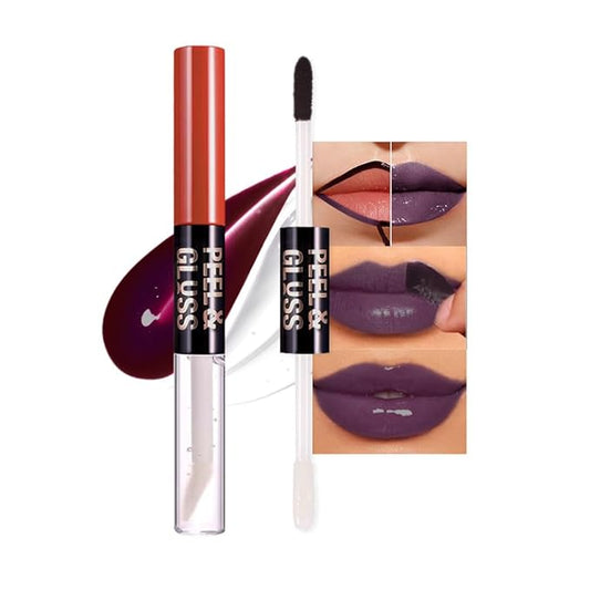 Plum Purple Peel Off Lip Gloss Tattoo and Lip Oil, Lip Stain Peel Off Masque - Peel Off Lip Tint ,Long Lasting Waterproof Transfer-proof Lip Mask Lip Gloss Peel Off Lip Liner,Stay Lip Makeup 08#