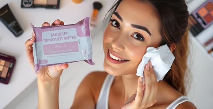 ZINKO's 3-in-1 Makeup Remover Wipes, Fragrance Free, Moisturizing with Aloe and Vitamin E