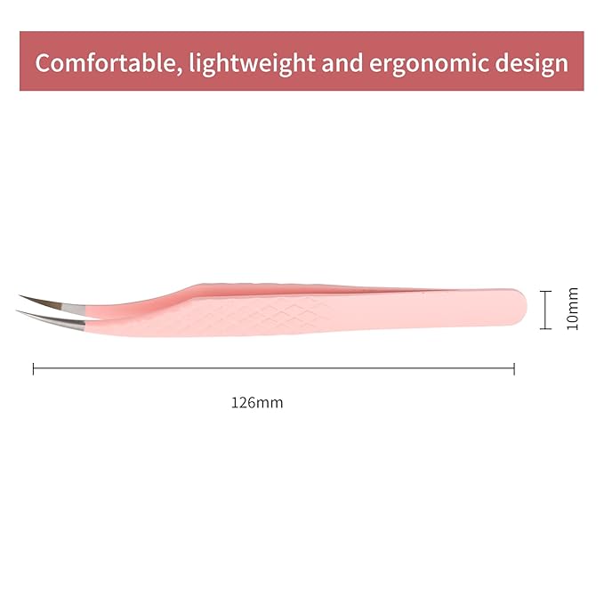 Pink Dolphin-shaped Eyelash Tweezers for Extensions - Curved, Fine, Angled
