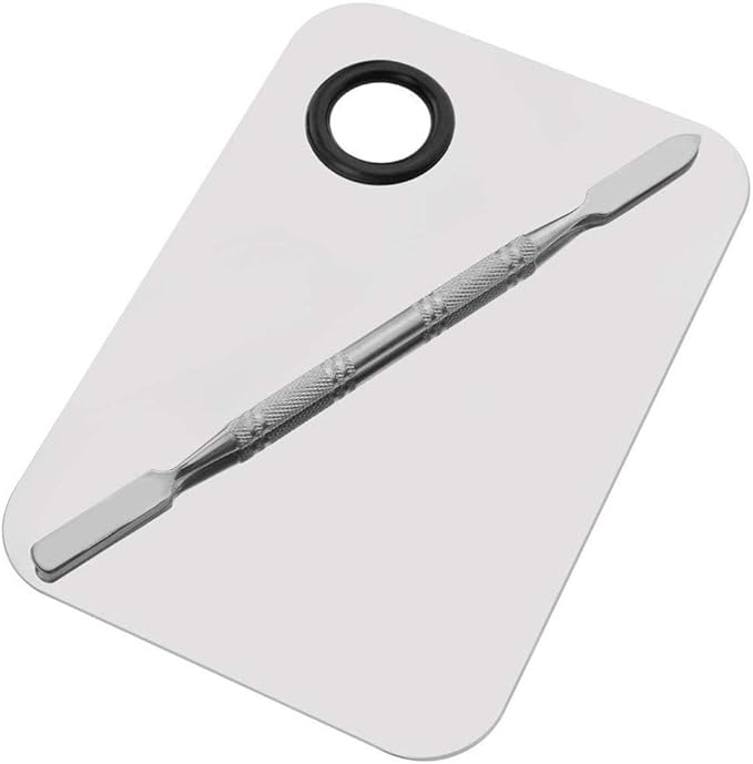 Miamay 6 by 4 Inches Makeup Palette Stainless Steel Palette Cosmetic Artist Mixing Palette with 6 Inches Spatula Tool