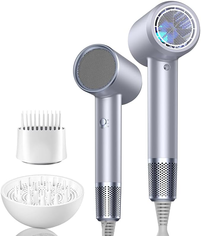 Hair Dryer Fast Dry 1200W Professional Ionic Hairdryer, Super Compact & Lightweight with Even Heat Anti-Static, Frizz-Control, Quick Drying, Energy Saving, Hairdryers for Women & Man (Blue)