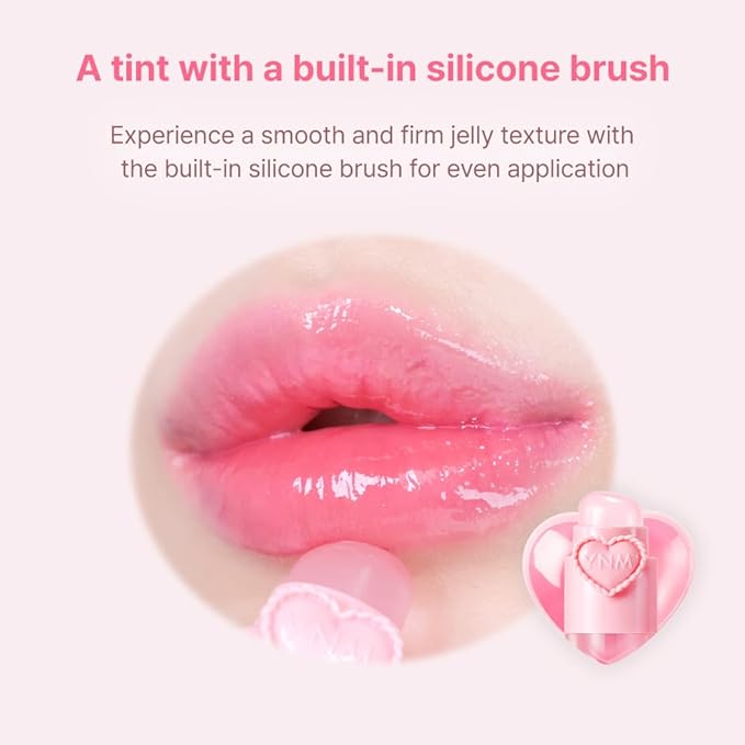 YNM Heart Jelling Tint, PEACH JELLING, Silicone Lip Brush Included, K-Beauty, Non-Sticky, Moisturizing, Smudge-Proof, Korean Lip Tint, Long-Lasting, Vivid Color, 0.09 oz