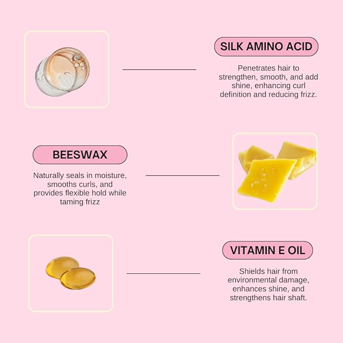 Curl Styling Paste for Curly, Wavy, and Kinky Hair - with Beeswax and Silk Amino Acids 8oz