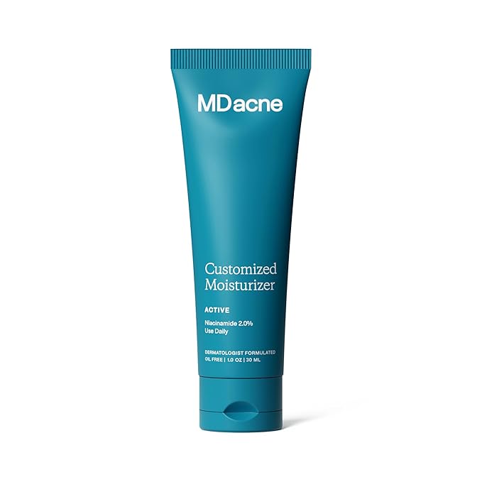 MDacne Facial Moisturizer with Niacinamide 2% - Oil-Free Active Daily Treatment Cream to Reduce Under-Eye, Dark Circles & Wrinkles - Soothing & Moisturizing 2 oz (Pack of 1)