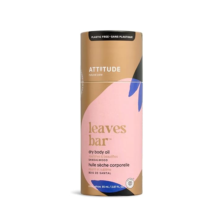 ATTITUDE Dry Body Oil, Natural Origin, Leaves Skin Feeling Soft & Nourishes, Grapeseed, Jojoba and Avocado oils, EWG Verified, All Skin Types, Lightweight Formula, Vegan, Sandalwood, 2.87 Fl Oz