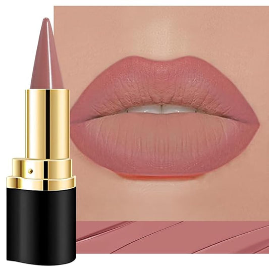 evpct Nude Pink Gradient Matte Lipstick Lip Liner Crayon Combo Pencil Set for Women Long Lasting Waterproof, Nude Matte Cream Lip Liner and Lipstick Combo Makeup, Flawless Gradual Ombre Effect