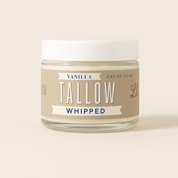 Whipped Tallow 2oz - All Natural Face Cream + Whole Body Moisturizer for Dry Skin - Made With Scented Oil Blend - No Preservatives, Parabens or Seed Oils - USA Made (Vanilla)