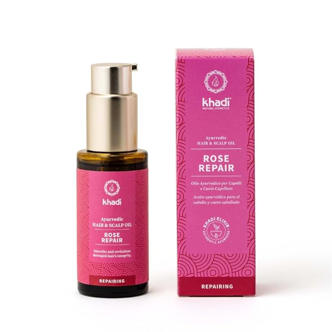 KHADI ROSE REPAIR Hair Oil - Regeneration for structurally damaged, dry hair & split ends - 100% natural, plant-based, vegan & silicone-free - 1.69 fl oz