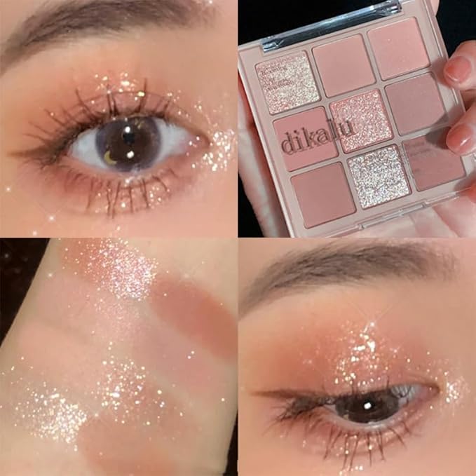 Kayswang 9 Colors Glitter Eyeshadow Makeup Palette, Eye Shadow Powder，Matte High Pigmented Colorful,Creamy Texture, Long LastingEyeshadow Powder Cosmetics,Natural Waterproof (02#)