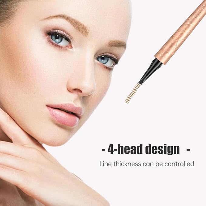 Microblading Eyebrow Pen, 2025 New Premium Waterproof Eyebrow Pencil, Eye Brow Pen with 4 Tip, Long-Lasting Natural Magic Eyebrow Makeup Fine Stroke Contouring Pencil Stay on All Day (Light Brown)