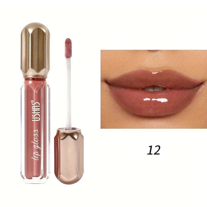 3PCS Mirror Pearl Lip Gloss Set – Shiny Glitter Moisturizing Lip Gloss for Women, Waterproof Long Lasting Nude Lip Makeup Kit (8-9-12)
