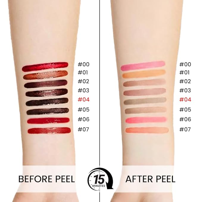 Peel Off Matte Liquid Lip Gloss Stain-Lip Liner with Tweezer, Light Taupe Peel Off Lip Stain, Long Lasting & Waterproof Lipstick Tattoo, Transfer-Proof Lip Gloss for All Skin Types (04#, 1Pcs)