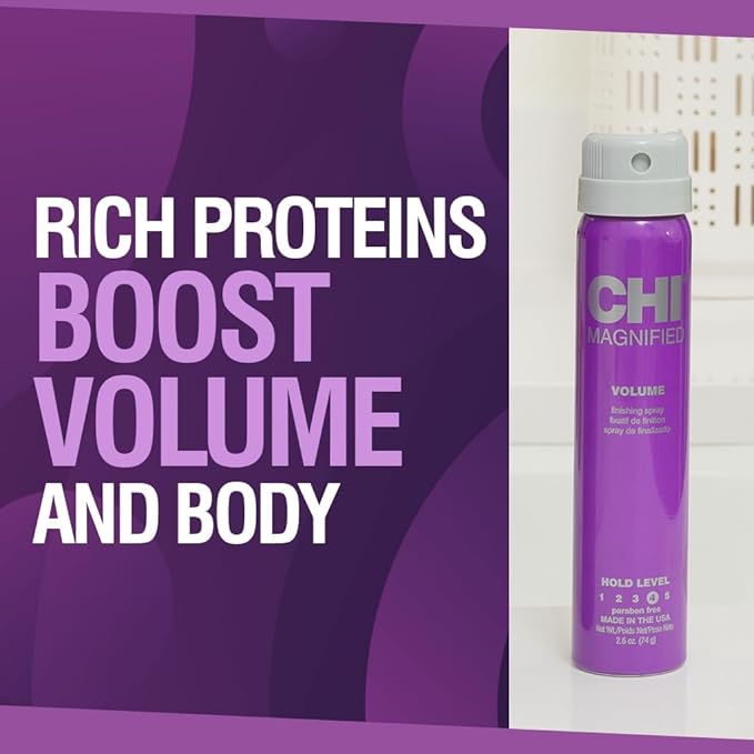 CHI Magnified Volume Finishing Hair Spray, Boosts Volume & Body For Maximum Fullness, Builds Resilience & Strength & Adds Shine, 2.6 Oz