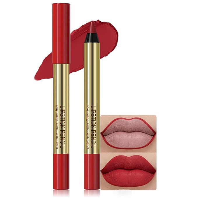 Matte Lip Liner – Sharpenable, Professional Waterproof & Smudge-Proof, Velvet Matte, Long-Lasting Color Lock, Daily Wear, Ideal for Bold & Chic Makeup Looks, Vermilion (Shade 02)