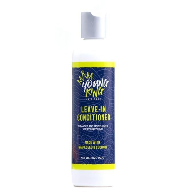 YOUNG KING HAIR CARE Kids Leave-In Conditioner For Boys | Detangle, Hydrate and Soften Natural Curls | Plant-Based and Harm-Free (8 oz)