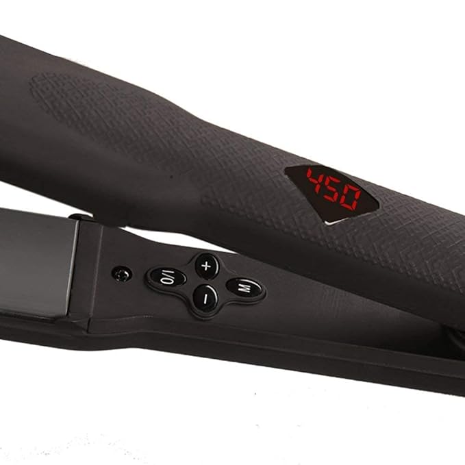 Professional Dual Voltage Hair Straightener 1.25" Keratin Ceramic Flat Iron Fast Heat Up for Home Use Iron Wide Plate Adjust Temperatures Auto Shut Off, Black