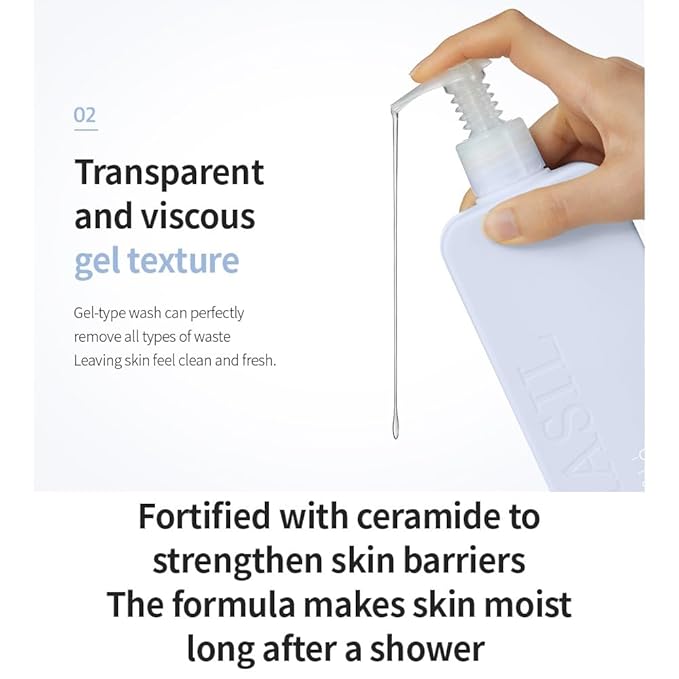 MASIL 7 Ceramide Perfume Shower Gel for Sensitive Skin, Korean Skin Care Moisturizing Body Wash for Women, Aroma Liquid Soap with Centella Asiatica and Licorice Root (Baby Powder, 16.9 fl oz)