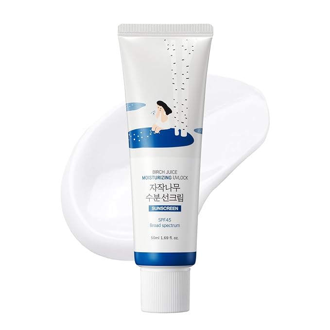 ROUND LAB Birch Juice Moisturizing UV LOCK SPF 45 | NBC No1 SPF, Glow Sunscreen for Daily Skincare, Non-toxic, UV Protection, Lightweight, Oil-Free, Organic, Korean Sunscreen (1.69 Fl Oz)