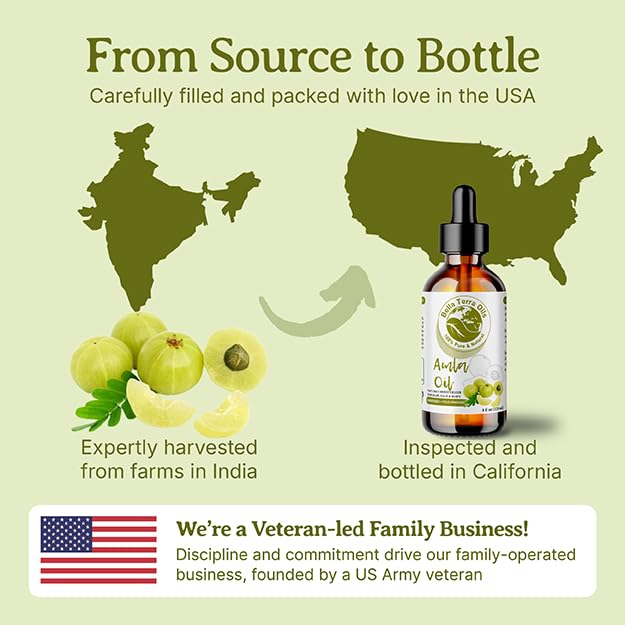 Bella Terra Oils - Organic Amla Oil 4 oz - Dive into Organic Amla's Nutritional Excellence, High in Vitamin C & E, Promotes Supple & Radiant Skin