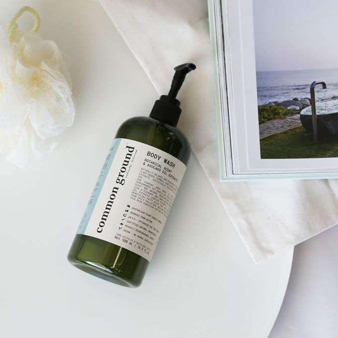 COMMON GROUND Natural Body Wash - Paraben & Cruelty Free, Vegan, Plant-Based, Botanical Scent & Avocado Oil Extracts - All Skin Types, Men & Women, Sensitive