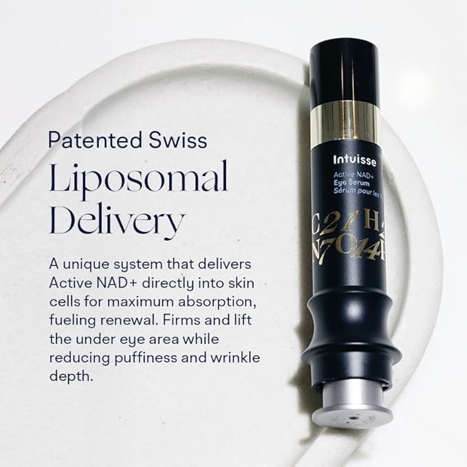 Active NAD+ Eye Serum – Dark Circles, Puffiness, Fine Lines – 5% NAD+, Four Hyaluronic Acids & Swiss Liposomal Delivery – Lifting and Firming Formula – 5ml – Includes Applicator