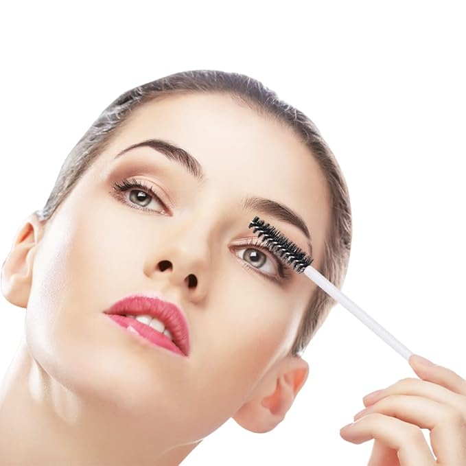 300 Pack Eyelash Mascara Wands Disposable Lash Brushes for Extensions Makeup Brush Applicators Tool Kit, White/Black