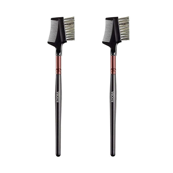 KOOBA Makeup Eyebrow Brush & Eyelash Comb 2 Pcs, Portable Eye Powder Foundation Brush, Beauty Cosmetic Tool for Professional and Travel, Pack of 2