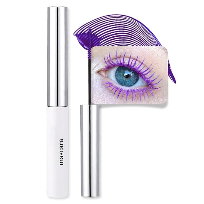 Purple mascara for eyelashes Waterproof,Royal Eyelash Mascara Long lasting Charming Voluminous Cruelty Free Vegan Eye Makeup Eyelashes for Women (Purple)