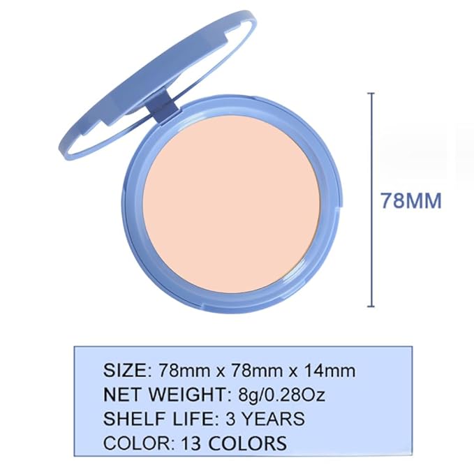 evpct Oil Control Pressed Face Powder Compact for Women, Translucent Setting Powder Makeup Foundation for Women, Waterproof Long Lasting Lightweight, polvo compacto de maquillaje, 20 Ivory