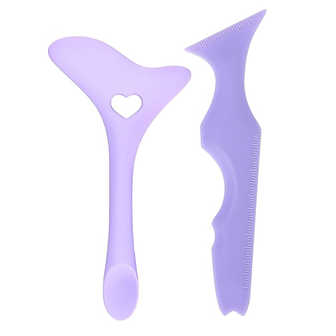 2Pcs Eyeliner Stencils, winged eyeliner tool,5 in 1 silicone winged tip eyeliner stencils, Mascara Shield and Applicator Pads, eye makeup stencil for Beginners, (VIOLET)