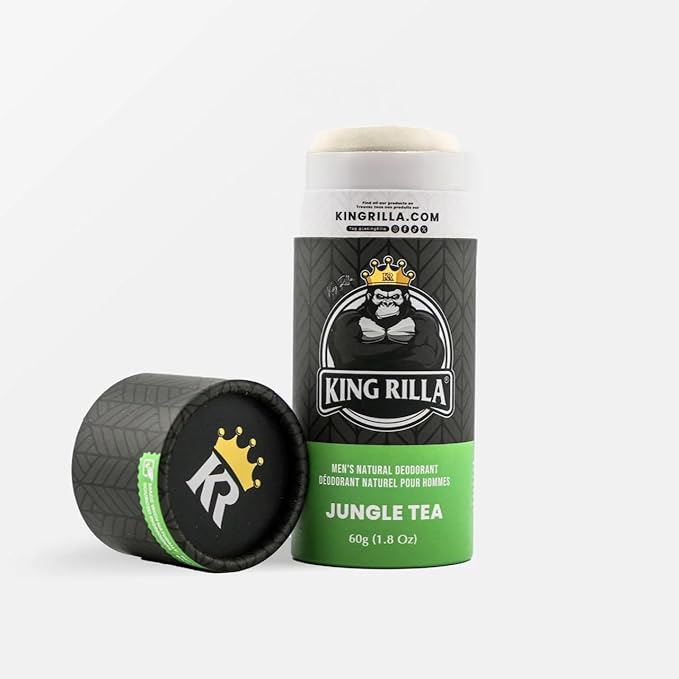 King Rilla Natural Deodorant for Men – Aluminum-Free, Vegan, Organic, Non-Toxic, Eco-Friendly Deodorant Stick – Long-Lasting Odor Protection – Made in USA (Jungle Tea)