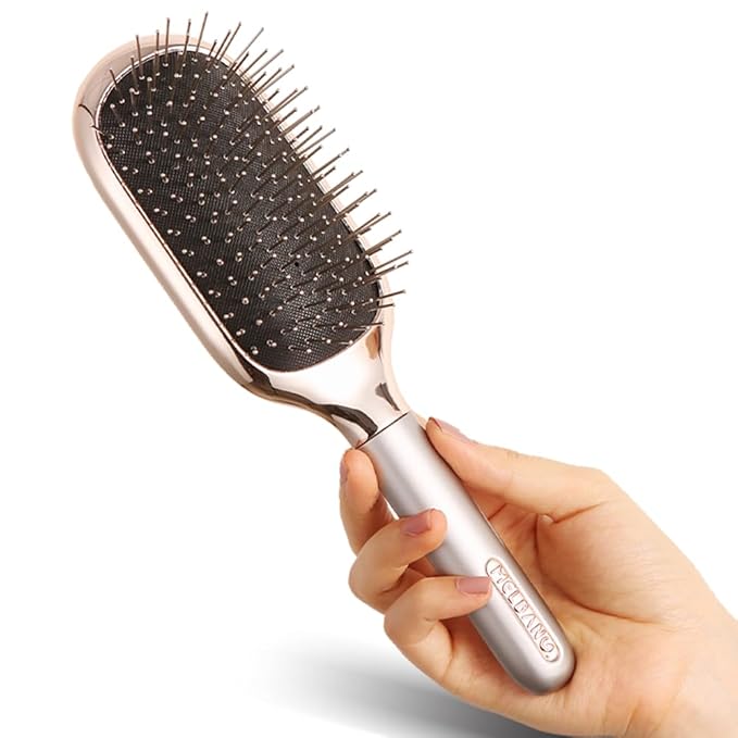 Melbang Hair Brush for Thick Curly Thin Long Short Wet or Dry Hair Adds Shine and Makes Hair Smooth Hair Comb Paddle Hair Brush for Men Women Kid (Silver)