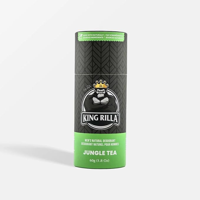 King Rilla Natural Deodorant for Men – Aluminum-Free, Vegan, Organic, Non-Toxic, Eco-Friendly Deodorant Stick – Long-Lasting Odor Protection – Made in USA (Jungle Tea)