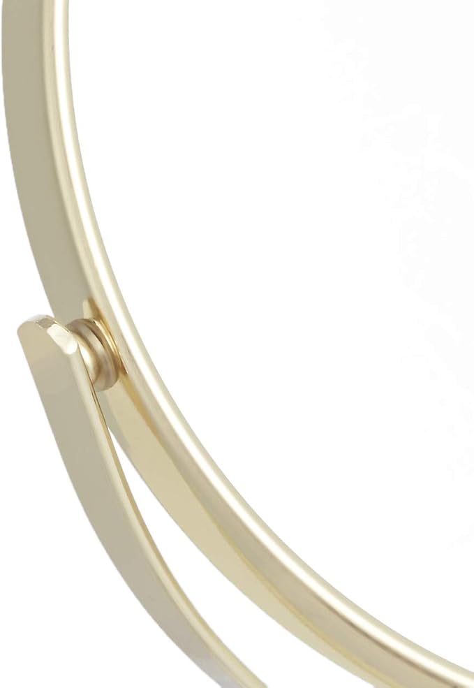 Amazon Basics Tabletop Magnifying Mount Vanity Round Mirror, 1X/5X Magnification, Iron Frame, 7.2"L x 4.92"W, Gold