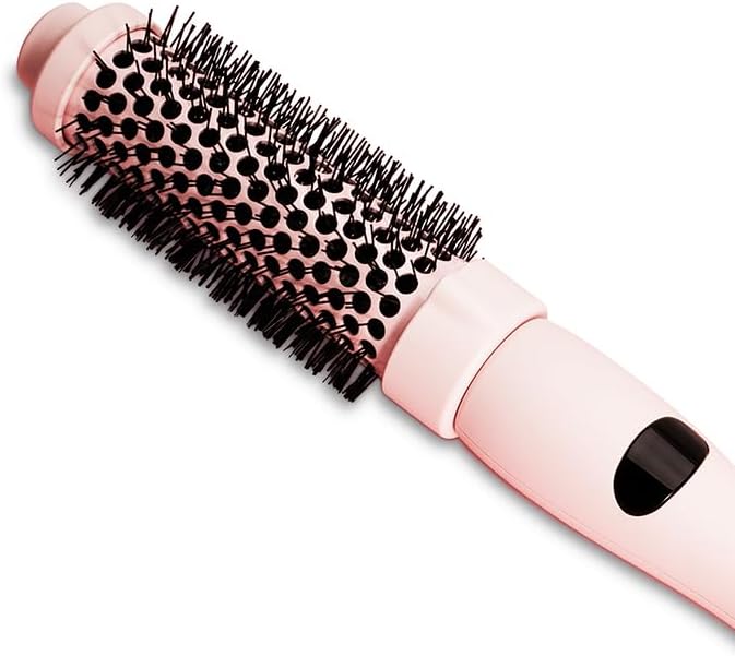 FoxyBae Heated Round Brush - Ceramic Tourmaline Hair Curling, Straightening & Volumizing Brush - Multi-Styler - Fight Frizz - 1.25" (Blush)