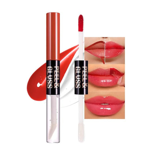 Rose Pink Peel Off Lip Gloss Tattoo and Lip Oil, Lip Stain Peel Off Masque - Peel Off Lip Tint,Long Lasting Waterproof Transfer-proof Lip Mask Lip Gloss Peel Off Lip Liner,Stay Lip Makeup 02#