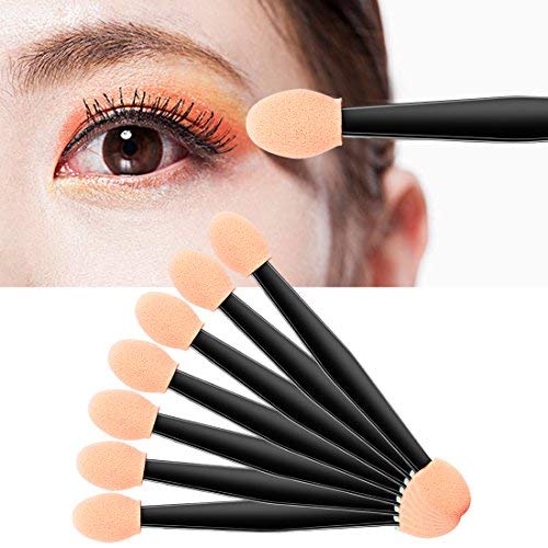 200 Pack Disposable Eyeshadow Brush Sponge Tipped Oval Makeup Tool Dual Sides Eyeshadow Brush Comestic Applicator for Girls Lady Women Daily Beauty(Black)