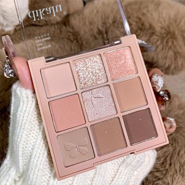 Kayswang 9 Colors Glitter Eyeshadow Makeup Palette, Eye Shadow Powder，Matte High Pigmented Colorful,Creamy Texture, Long LastingEyeshadow Powder Cosmetics,Natural Waterproof (24#)