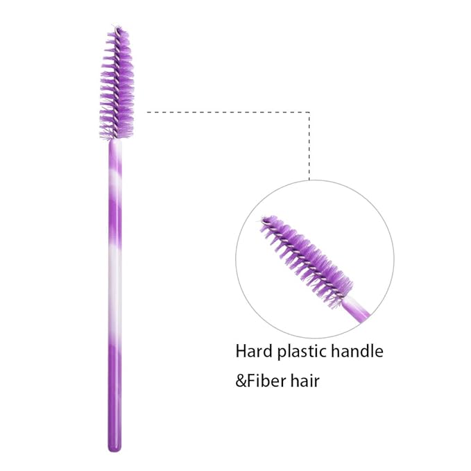 300 Pack Mascara Wands Disposable Eyelash Brush for Extensions Lash Applicators Tool Kit, Deep Purple