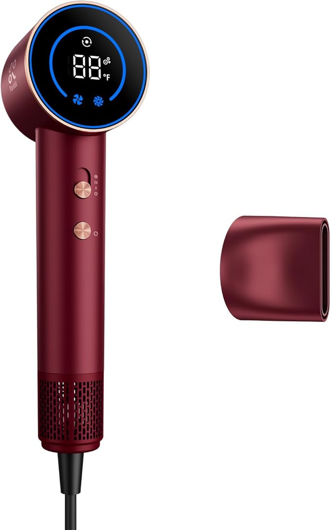 Fanttik Solo 80% Faster Drying with 110,000 RPM Brushless Motor Blow Dryer, 56dB Low-Noise, 0.74lb Ultra-Light Blow Dryer, Ionic Tech for Travel, Home, Salon, SonicDry H10 APEX - Red
